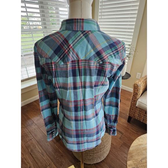 Ralph Lauren Sport Pearl Snap Plaid Western Blouse Women's Size 8 Rodeo Cowboy - Picture 6 of 11